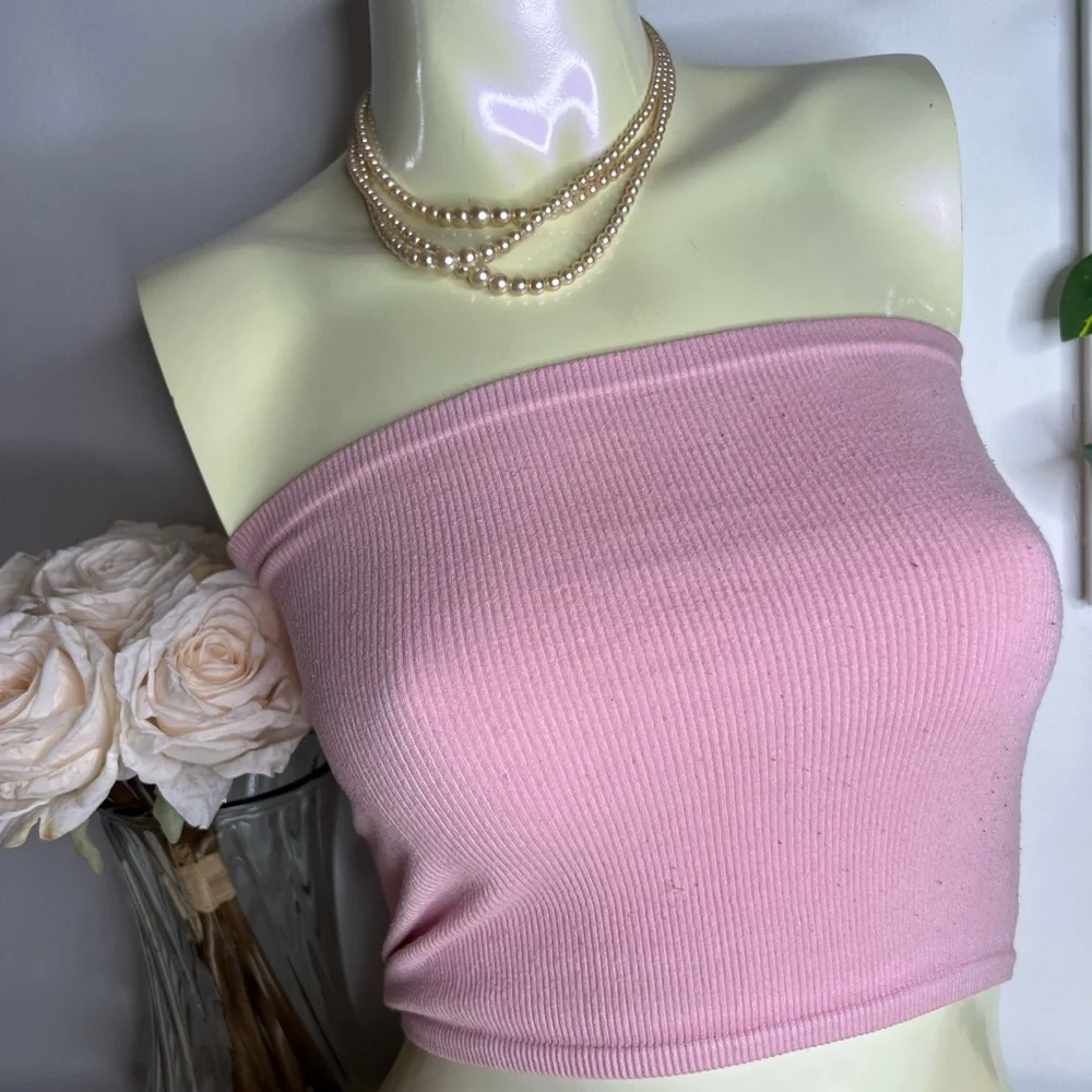 Pink Ribbed Tube Top - Picture 6 of 10